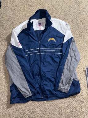 NFL San Diego Chargers Windbreaker Jacket Size XXL Navy Blue White